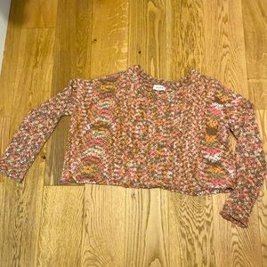 Brown and pink knit cropped sweater